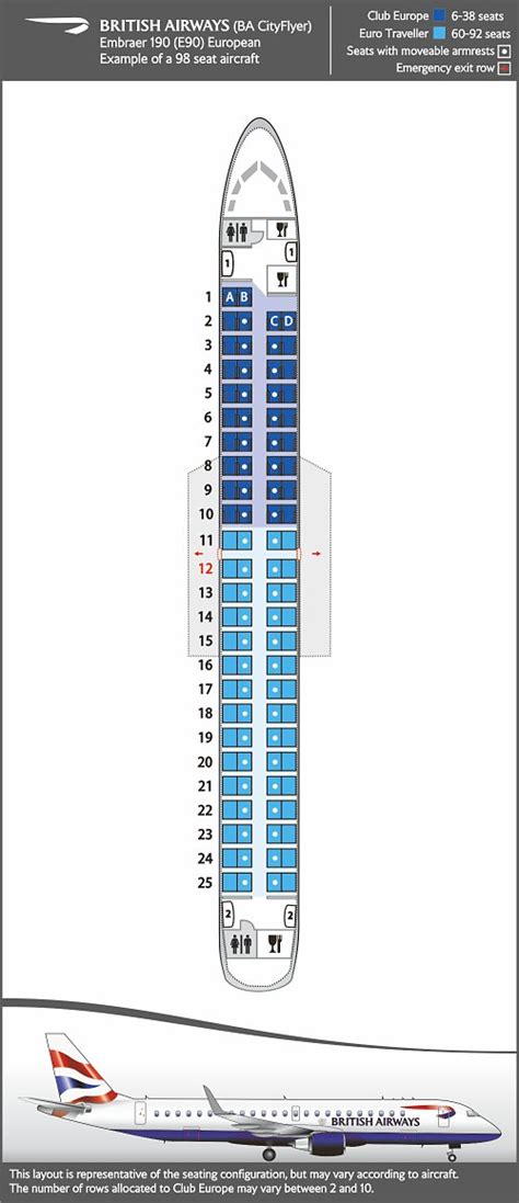 Embraer E90 Jet Seating Chart