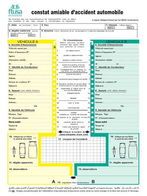 Constat Amiable Daccident Automobile Cq3 Idaraty Pdf Pdf
