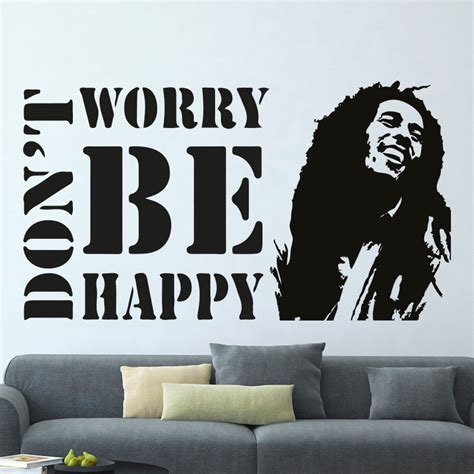 Don T Worry Be Happy Tekst - Muursticker Bob Marley "Don't worry be happy" v.a.