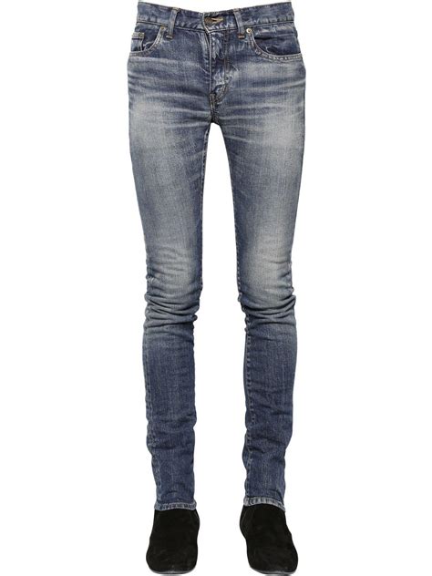 Lyst Saint Laurent 15cm Low Rise Stretch Denim Jeans In Blue For Men