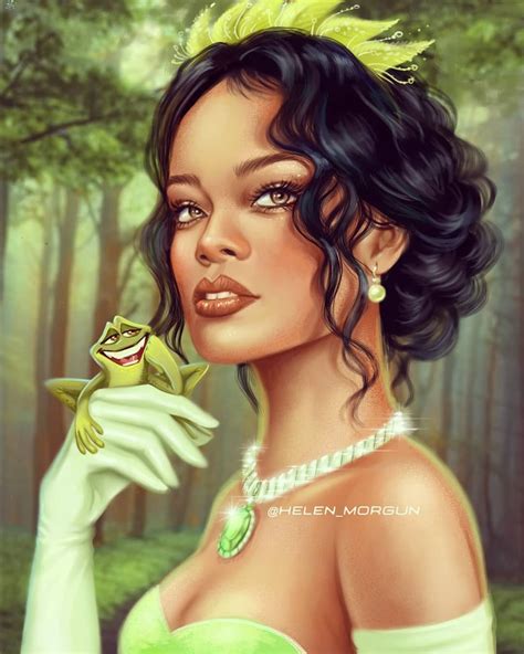 Rihanna As Tiana Artist Transforms Female Celebrities Into Disney