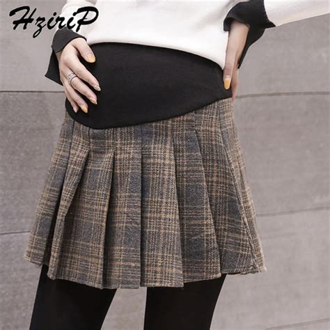 Hzirip Plaid Female Sexy Pleated High Waist Pregnant New Style A Line Summer Simple Maternity
