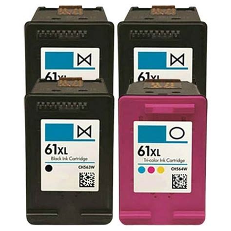 Hp 61xl Black Ch563wn Remanufactured High Yield Ink Cartridge 4 Pack