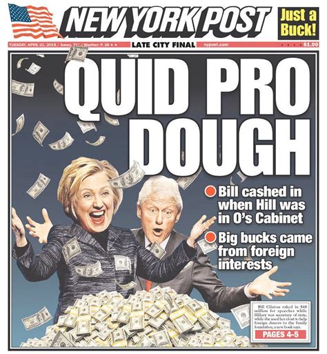Todays New York Post Cover Shows The Clintons Playing In A Pile Of
