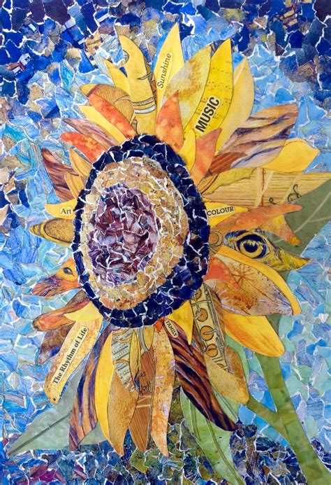 Sunflower Symphony Recycled Art Collage Created From Prints Of My