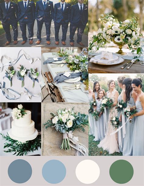 Shades Of Dusty Blue Ivory And Greenery Wedding Septemberweddingideas