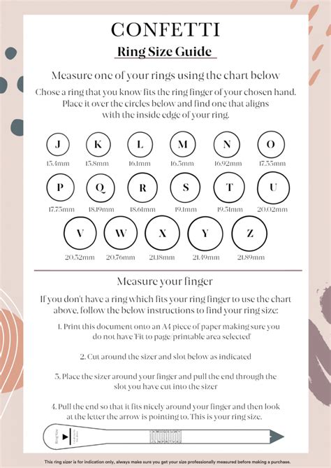 Free Printable Ring Size Guide Ring Sizing Template Unusual Engagement
