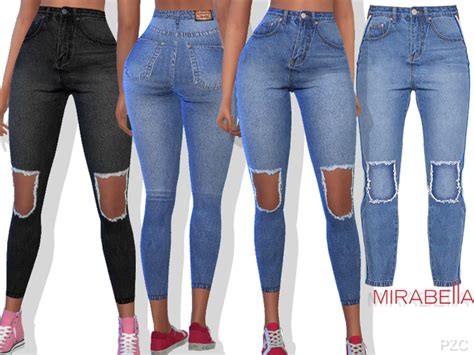 Summer Ripped Denim Jeans Mirabella By Pinkzombiecupcakes Sims 4