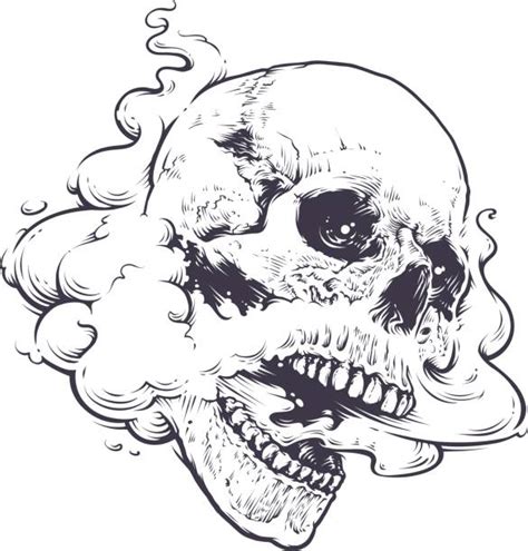 Silhouette Of The Smoke Skull Tattoo Designs Illustrations Royalty