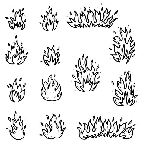 Premium Vector Set Of Hand Drawn Fire And Fireball Isolated On White