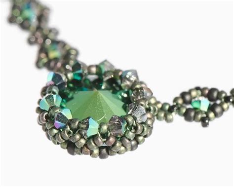 Green Crystal Necklace With Swarovski Scarabaeus Green Etsy Uk