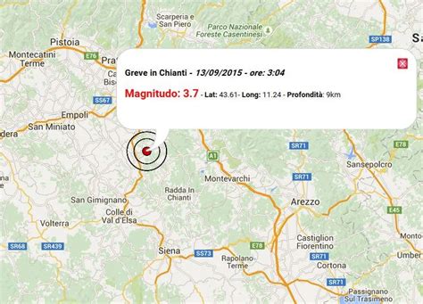 Terremoto oggi Toscana 13 settembre, una scossa M 3.7 provincia di