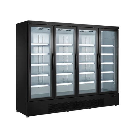 2000l Energy Saving Commercial Glass Freezer Upright Chiller With Four