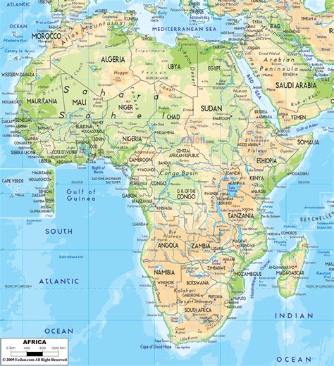 Physical Features Map Of Africa Verjaardag Vrouw 2020
