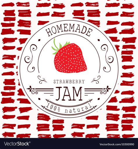 Jam Label Design Template For Strawberry Dessert Vector Image