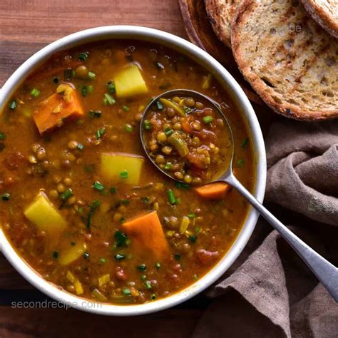 Easy Vegan Lentil Soup Curry Lentil Soup Recipe Secondrecipe