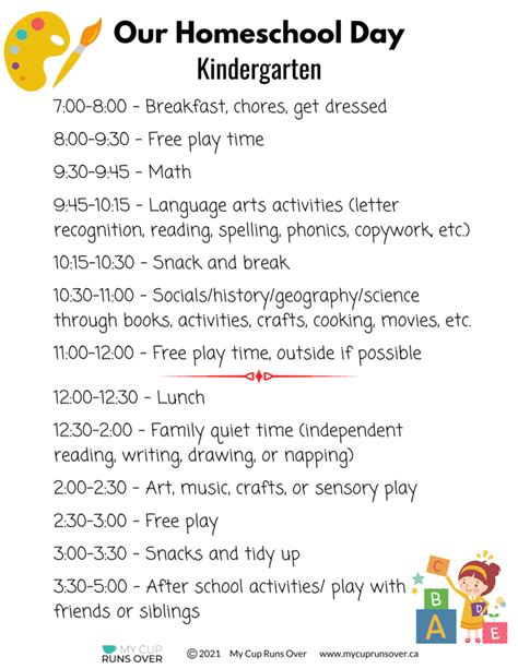 Daily Homeschool Schedule For Kindergarten What Works And What Doesnt