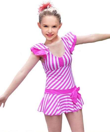 10 18years European Style Lovely Young Girls Swimwear With Striped 2016