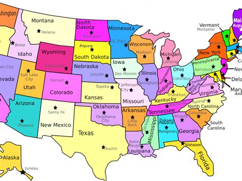 Us Map With States And Capitals Labeled