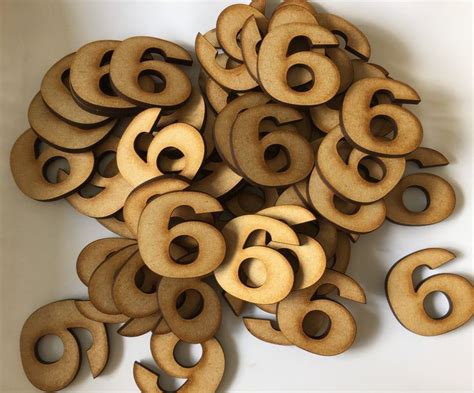 50mm Wooden Numbers Embellishments Card Making Crafts Blanks In
