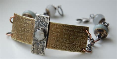 Bracelet With Etched Metals Metal Etching Bezel Set Cabochon
