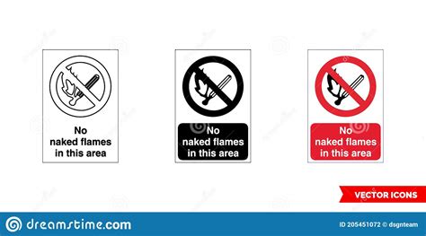 Prohibitory Sign No Naked Flames In This Area Icon Of Types Color