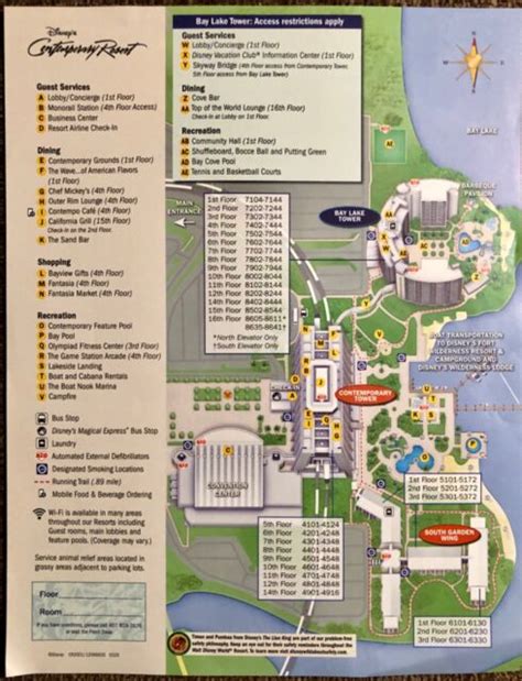 Disney World Contemporary Resort Property Map Recreation Calendar