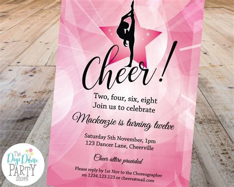 Cheerleader Party Invitation In 2020 Printable Invitations Cheer Birthday Party Cheer Party