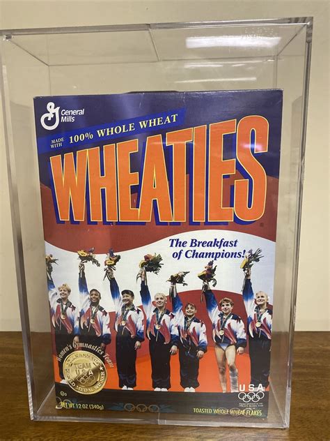 1996 Olympics Mag7 Usa Gymnastic Team Gold Wheaties Box Wplexiglas Display Case Ebay