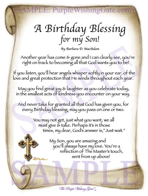 A Sons Birthday Blessing Framed Personalized Ts