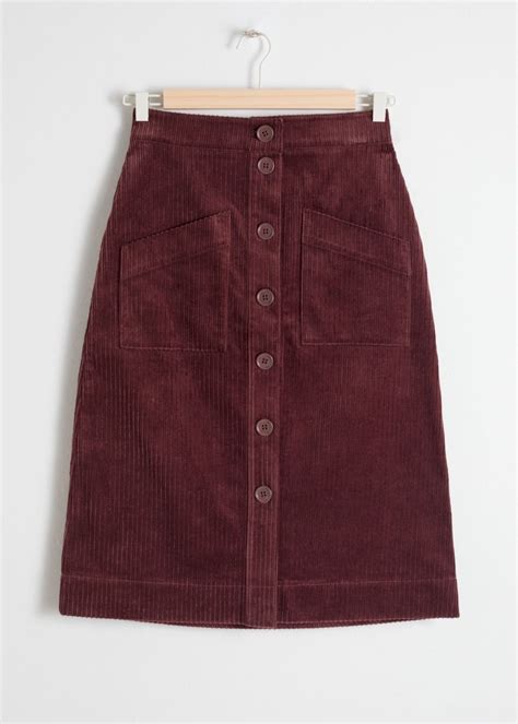 Front Image Of Stories A Line Corduroy Skirt In Brown Fall Skirts Cute