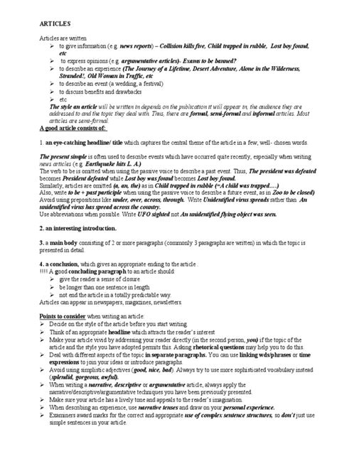 Article Writing Guidelines And Sample Article Pdf Linguistics Syntax