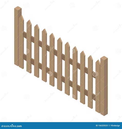 Traditional Wood Fence Icon Isometric Style Stock Vector