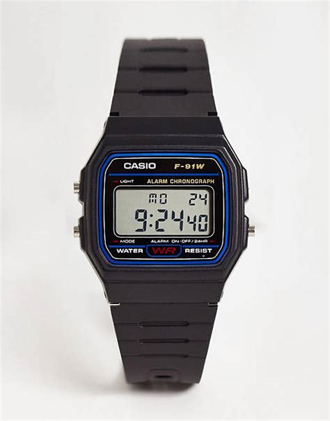 Casio F 91w 1xy Classic Digital Watch In Black Asos