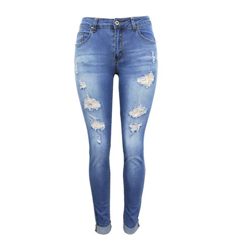 2018 Casual Long Jeans Women High Waist Skinny Pencil Blue Denim Pants