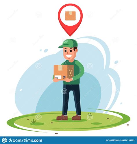 Courier With A Parcel In His Hands Stock Vector Illustration Of