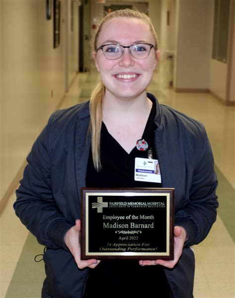 Fmh Presents April Employee Of The Month Fairfield Memorial Hospital