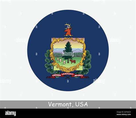 Vermont Round Circle Flag Vt Usa State Circular Button Banner Icon