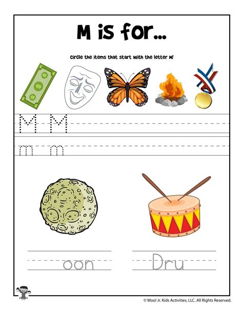 Letter M Phonics Recognition Worksheet Woo Jr Kids Activities