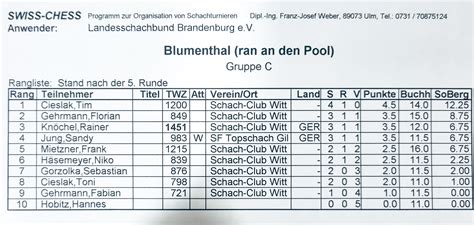 Ran An Den Pool Schach Club Wittstock