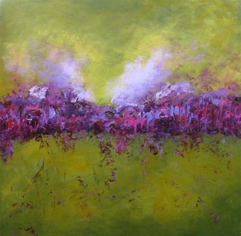Kerin Mcbrides Purple On Green Abstract Landscape Acrylic Purple