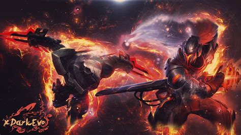 Xdark Evo Digital Wallpaper League Of Legends Zed Yasuo