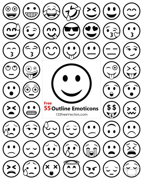 Outline Emoji Icons Free Pack Emoji Drawings Emoji Drawing Emoji