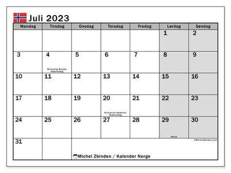 Kalender For Juli 2023 For Utskrift “49sl” Michel Zbinden No