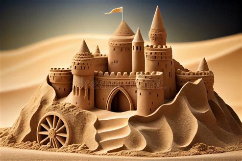 Sand Castle With Towers On The Beach Ai Generated Stock Image Image