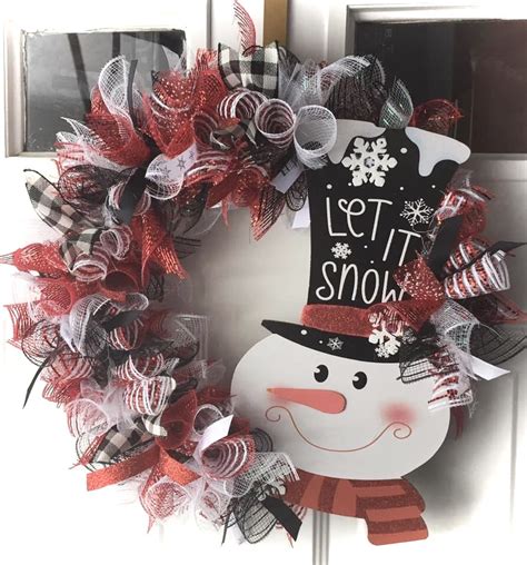 Let It Snow Winter Snowman Wreath Handmade Wreaths Handmade Home