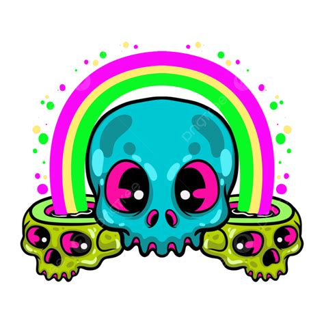 Cartoon Skull Clipart Transparent Background Colorful Skull Cartoon