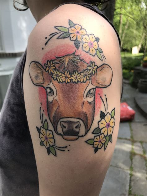 Whimsical Neo Traditional Cow Tattoo Artist Betty Rose Tattoos