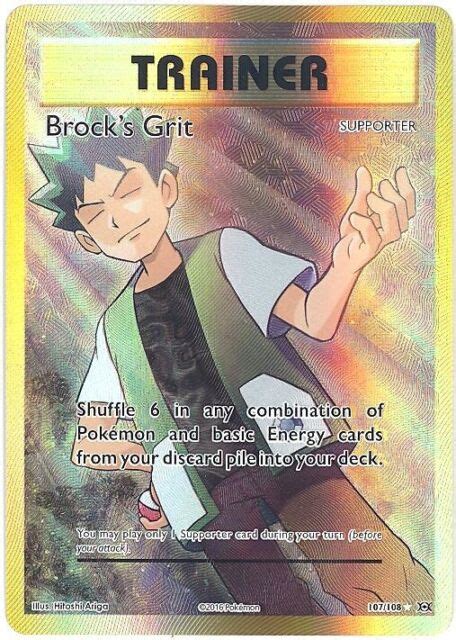 Pokemon Card Xy Evolutions 107108 Brocks Grit Full Art Holo Foil