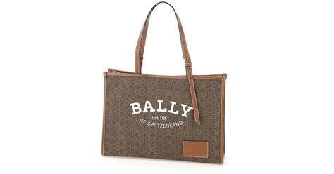 Bally Cotton Logo Print Monogram Tote Bag In Brown Lyst Australia